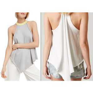 We The Free | Oversized Flowy Gray & Yellow Twin Peaks High-Neck Tank Top